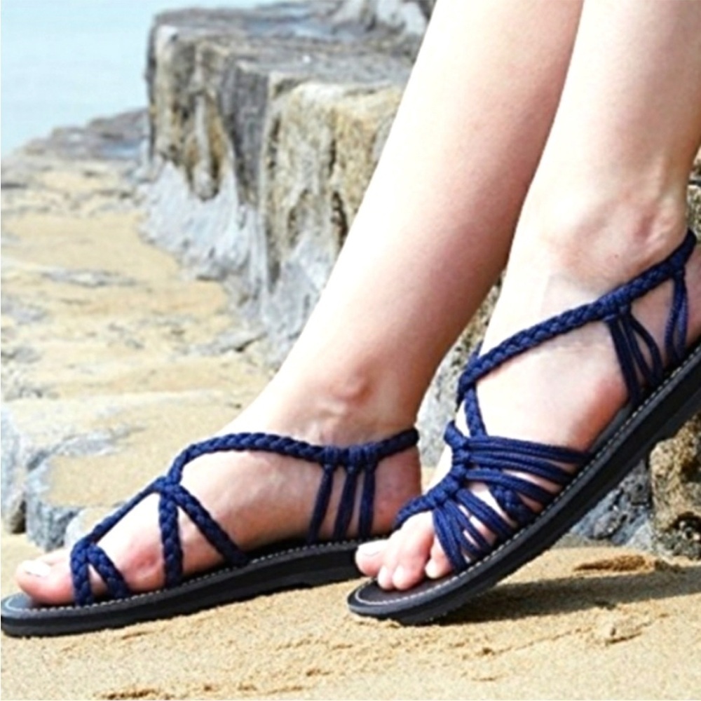 Everelax Rope Hand Braided Flat Sandals Woven Women’s Size 10‎ NWOT